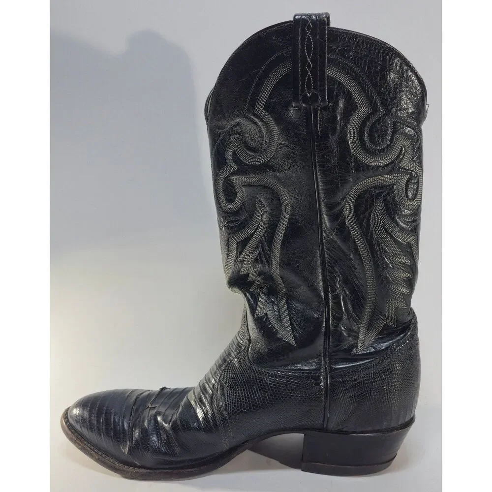 Tony Lama Mens Black Teju Lizard Cowboy Boots Style 8539 Size 11 EE *Read Desc.*